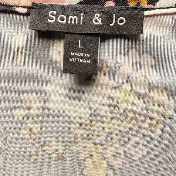 Sami & Jo Women's Black Yellow Floral Sumer Dress Flowy Size Large L AB 758 - Picture 6 of 6